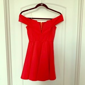 NEVER WORN blood orange off the shoulder dress